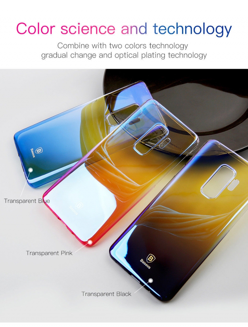 Ốp Lưng Màu Samsung Galaxy S9 Chính Hãng Hiệu Baseus sản xuất tại hongkong làm từ chất liệu nhựa cứng trong suốt phối màu tạo sự khác biệt lạ mắt và cá tính.